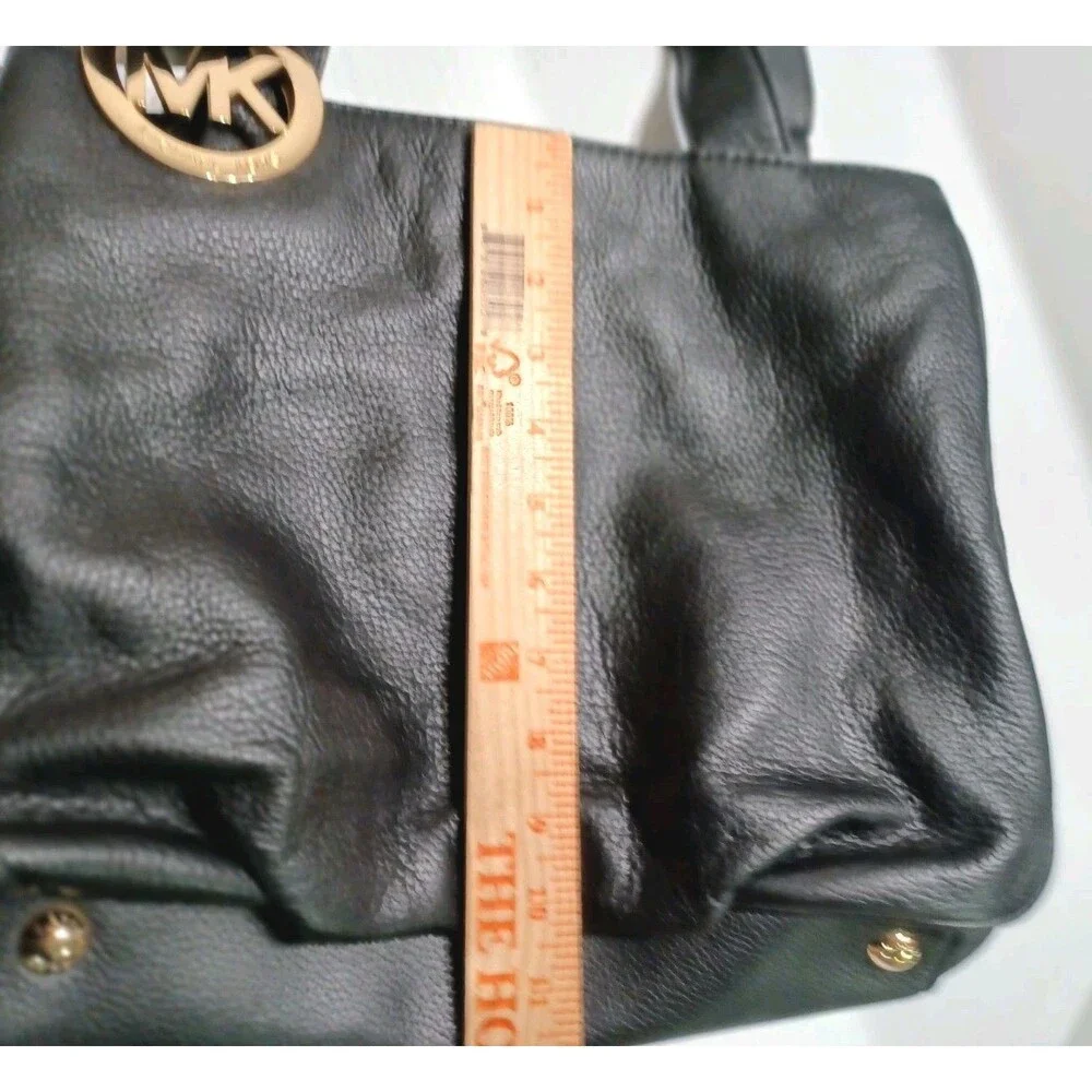 Michael Kors Black Leather Large Fulton Hobo Designer Shoulder Bag